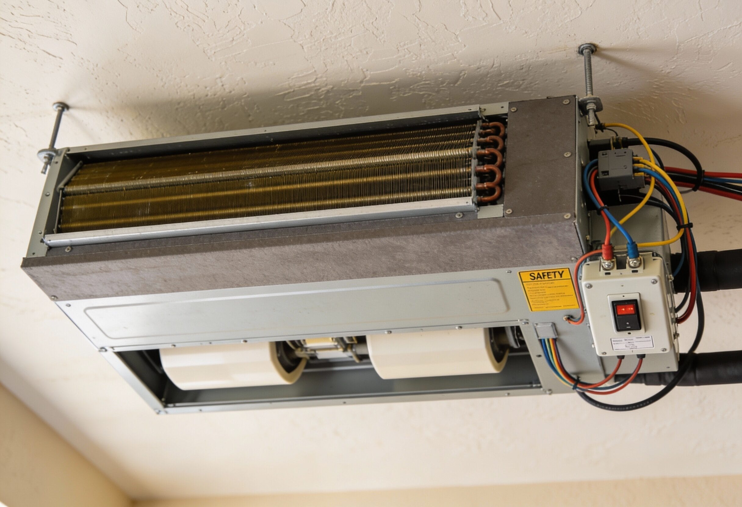 A Florida-style interior featuring a heat pump air handler, showcasing a modern and efficient heating solution.