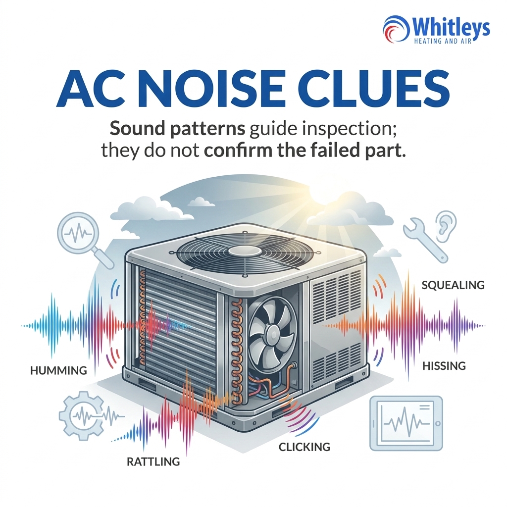 Visual guide matching common AC noises with likely inspection areas